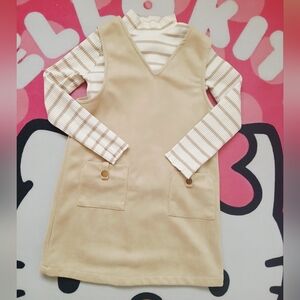 Rachel Zoe Cream and Tan Striped Knit Top with Tan Overall